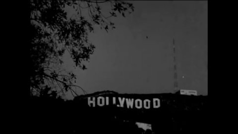 CIRCA 1958 - In this drama film, Hollywood landmarks such as the Hollywood sign, Capitol Records Building, and Grauman's Chinese Theater are shown.