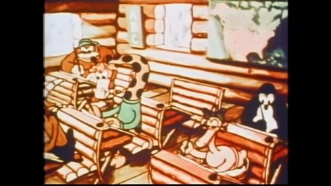 CIRCA 1935 - In this animated film, a giraffe cheats on a test and the other animals start a fight in the classroom.