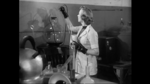 CIRCA 1953 - In this sci-fi film, a scientist finds herself locked in a lab with an invisible alien.