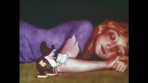 CIRCA 1936 - In this animated film, an elf takes Cinderella's measurements and rushes home to share them.