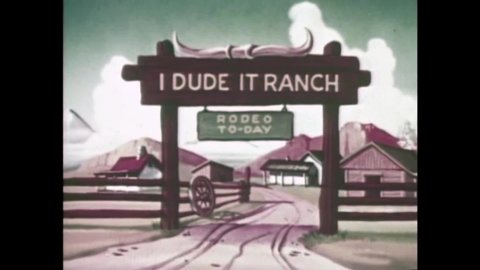 CIRCA 1947 - In this animated film, competitors at a dude ranch rodeo encounter humorous problems.