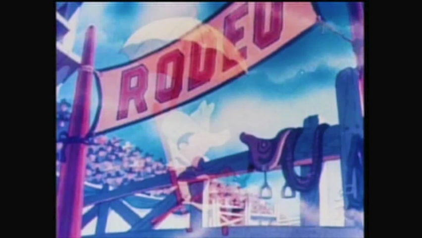 CIRCA 1948 - In this animated film, rodeo cowboys play games with the animals.