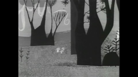 CIRCA 1959 - In this animated film, a possum plays dead to fool hunting dogs.