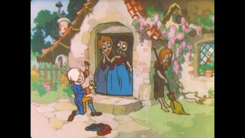 CIRCA 1934 - In this animated film, goblins cause a rift between Cinderella and her prince after the glass slipper fits.