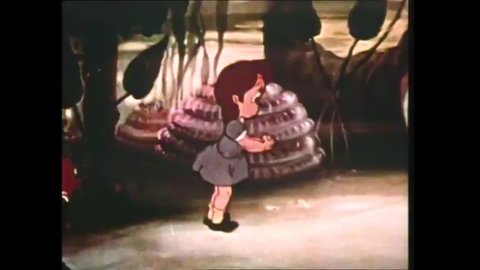 CIRCA 1950 - In this animated film, a little girl has her grasshopper pin taken from her on the ocean floor.