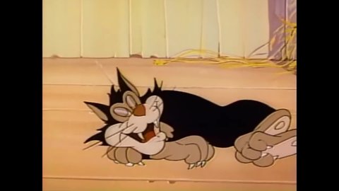 CIRCA 1947 - In this animated film, a mouse traps a cat in a bag to throw it in a well but the cat escapes.