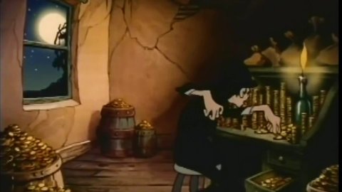CIRCA 1947 - In this animated film, a greedy man plots to steal leprechauns' gold.