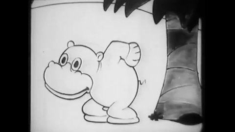 CIRCA 1930 - In this animated film, Felix the Cat skins a hippo to play as a piano for his father.