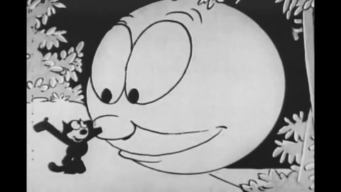 CIRCA 1924 - In this animated film, Felix the Cat talks to the man in the moon.