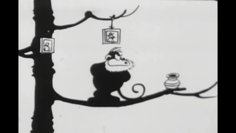 CIRCA 1924 - In this animated film, Felix the Cat asks a family tree of monkeys to help him with a scheme but they attack him.