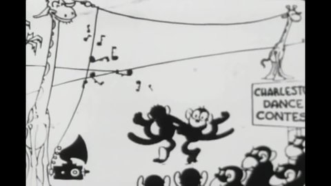 CIRCA 1924 - In this animated film, Felix the Cat watches monkeys dance the Charleston.
