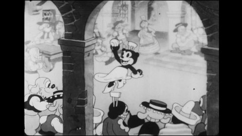 CIRCA 1933 - In this animated film, animals humorously dance, play music and mix drinks at an old West saloon.