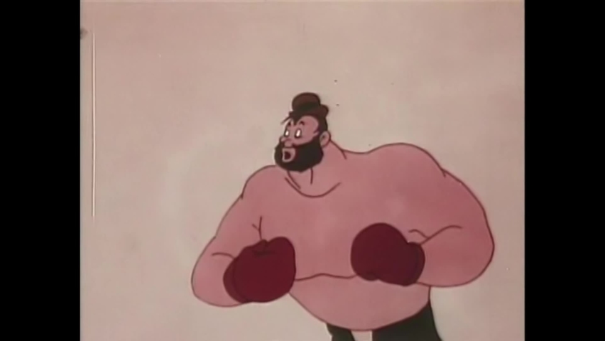CIRCA 1956 - In this animated film, Popeye easily defeats Bluto in a boxing match.