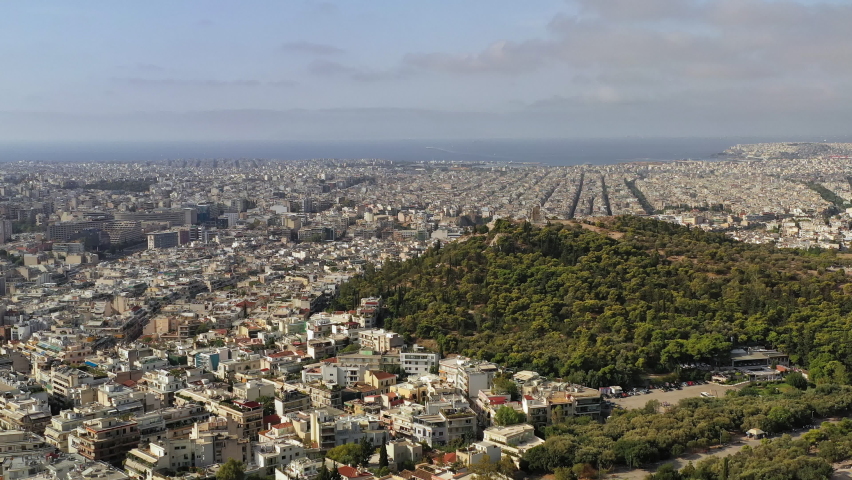Athens, Greece. Aerial view of the historic center of capital city of Greece. landscape panorama of Europe from above.