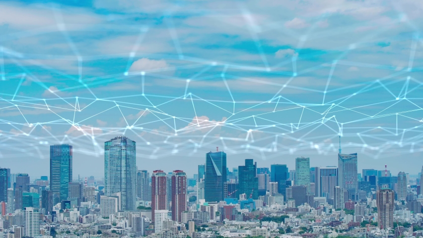 Urban landscape that visualizes the Internet and networks | Shutterstock HD Video #1060945927