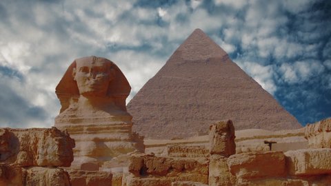 Ancient sphinx and pyramids, symbol of Egypt