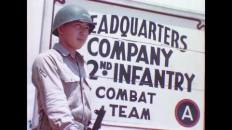 CIRCA 1944 - Japanese-American soldiers of the 442nd Infantry Regiment undergo basic training.