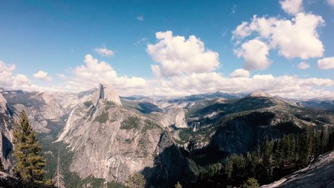 Landscape of Yosemite National Park - time-lapse video of half dome and moving clouds