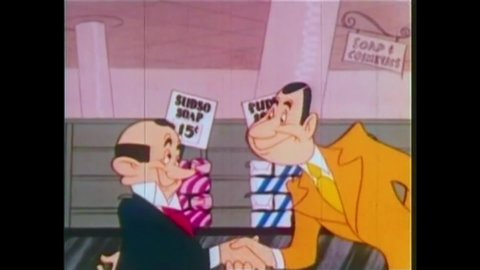 CIRCA 1948 - In this animated film, soap manufacturers suffer losses when they fix prices.