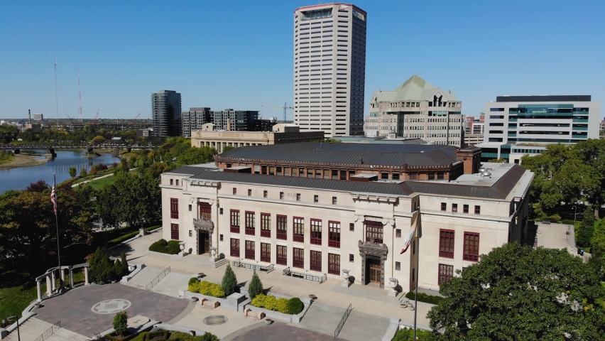 Columbus Ohio City Hall in downtown Columbus, Ohio - aerial drone footage