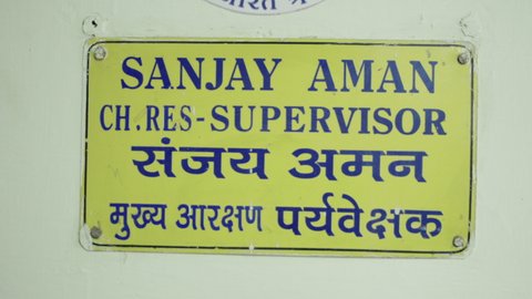 Dehradun, Uttarakhand/India-September 12 2020:Name plate of a officer in railway station in India. . High quality 4k footage