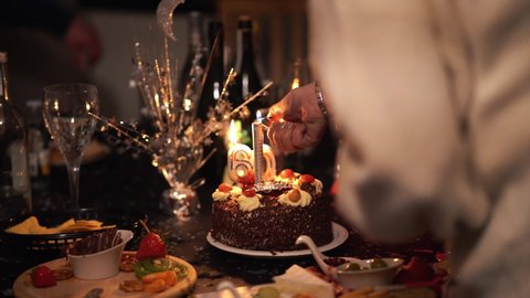 Birthday Cake For 60th Year Old. Lighting Sparkler