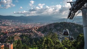 Zoom out time lapse view of metro cable car public transit system in Medellin, Antioquia Department, Colombia. - Powered by Shutterstock - Get 15% off with code: PIKWIZARD15