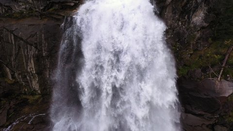Incredibly beautiful cascade of Krimml waterfalls. Shooting from a bird's eye view. Austria