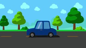 3D Rendering Animation looping car running in natural scenery.