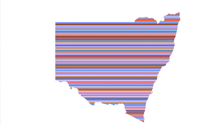 New South Wales Australian state contour map background vertical rows of colors change tone looped video
