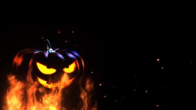 Scary Halloween Pumpkin Is On Fire 3D Seamless Loop 4K Animation. Burning Halloween pumpkin in the fire. glowing light inside of carved pumpkin. - Powered by Shutterstock - Get 15% off with code: PIKWIZARD15
