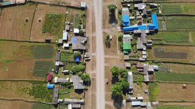 Russian village Tyulyuk in the southern Urals. Drone video.