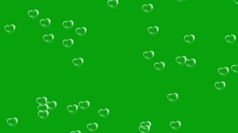 Heart bubbles motion graphics with green screen background