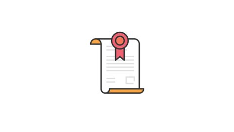 PAPER CERTIFICATE Flat Animated Icon. 4k Animated Icon to Improve Your Project and Explainer Video