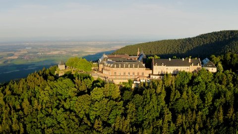 Mont Sainte-Odile Abbey in the Vosges Mountains. Major tourist attraction in Alsace, France