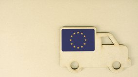Recycled cardboad truck icon with flag of the EU. National sustainable transportation or delivery concept - Powered by Shutterstock - Get 15% off with code: PIKWIZARD15