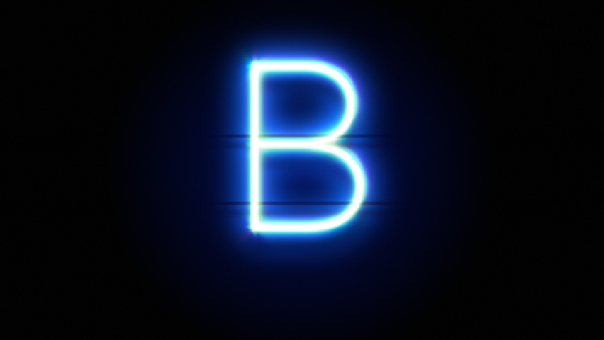 Neon Font Letter B Uppercase Appear In Center And… - Royalty Free Video