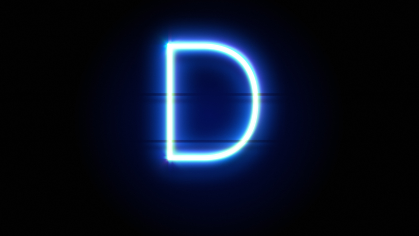 Neon font letter D uppercase appear in center and… - Royalty Free Video