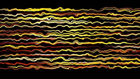 Abstract creative looped bg with curled lines like yellow trails on surface. Lines form swirling pattern like curle noise. Abstract 3d looping flowing animation as bright creative festive bg