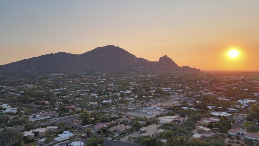 Stunning sunset over Camelback Mountain in Phoenix, Scottsdale, Arizona,USA Royalty-Free Stock Footage #1061060929