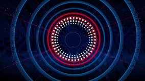 Abstract blue stars moving Background in Loop, futuristic circular tunnel style, for stage design, visual projection mapping, music video, TV show, editors and VJs for led screens or fashion show.