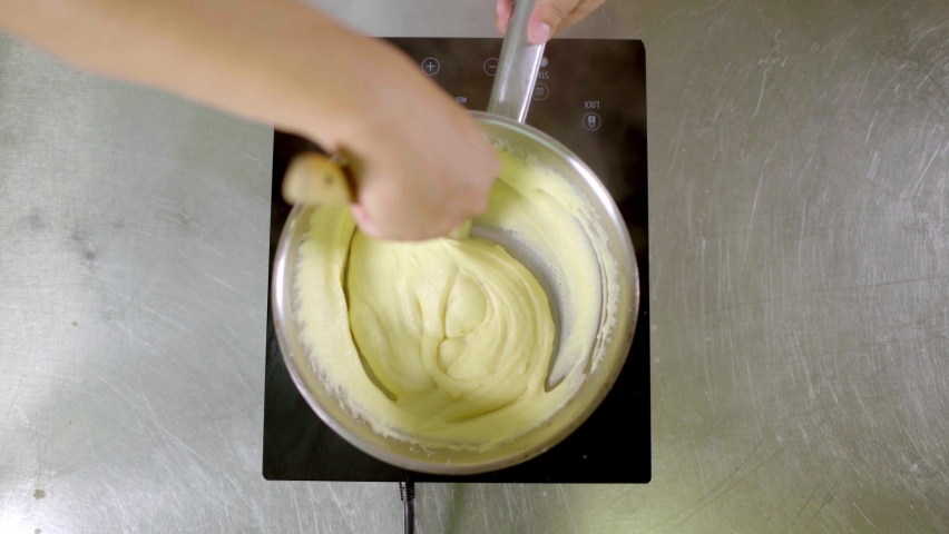move mashed potatoes in hot pan