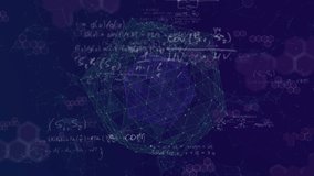 Animation of digital interface with globe network of connections, mathematical equations and data processing on blue background. Global computer network technology concept digitally generated image. - Powered by Shutterstock - Get 15% off with code: PIKWIZARD15