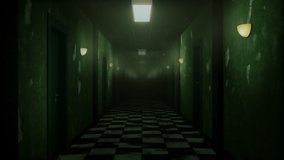 Dark creepy corridor with uneven floor looping