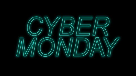 Cyber monday text neon animation,Cyber monday sale concept animation.