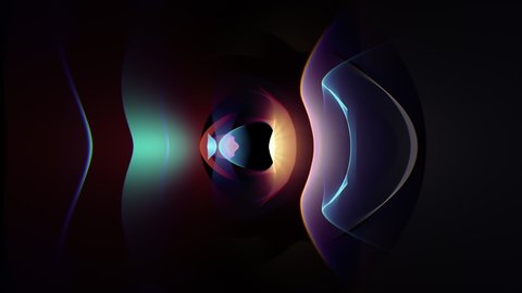 Stylish caustic mobile screensaver. Beautiful designed animation with colorful flashes of light and lens flare on black background, seamlessly looped.