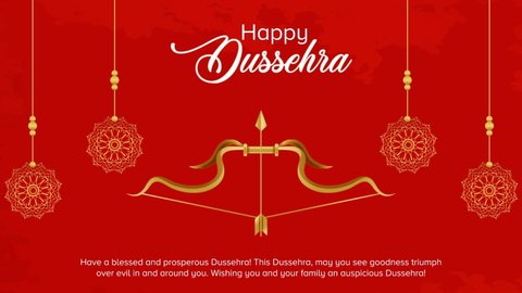 Video of bow and arrow in Happy Dussehra festival of India