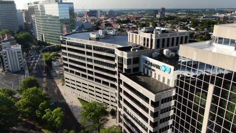 Wilmington , DE / United States - 09 07 2020: Highmark Delaware headquarters, health insurance provider in United States of America. USA American healthcare and insurance industry, aerial view of down