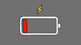 low power battery logo animation video requires recharging