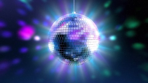 Beautiful Disco Ball Spinning seamless with flares. Loop-able isolated Mirrorball.